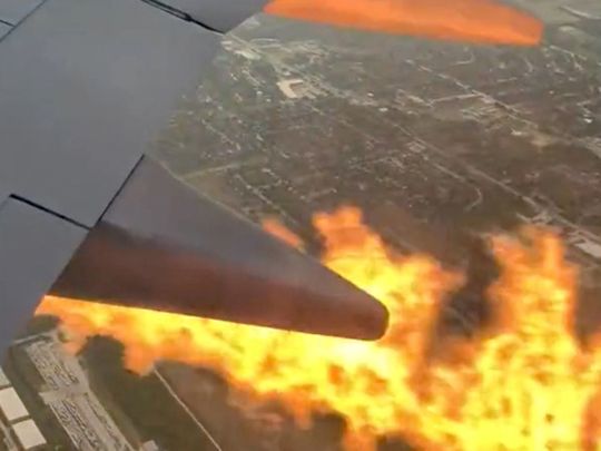 Flames shoot out of the engine of a Southwest Airlines plane 