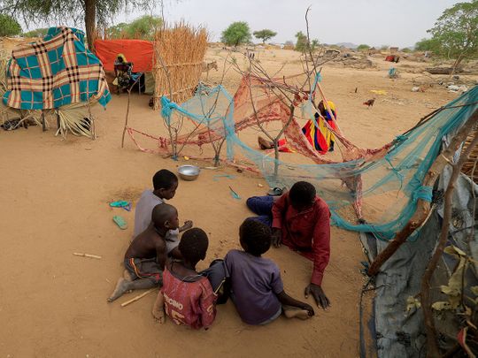 Children play near the border between Sudan and Chad in Koufroun. 