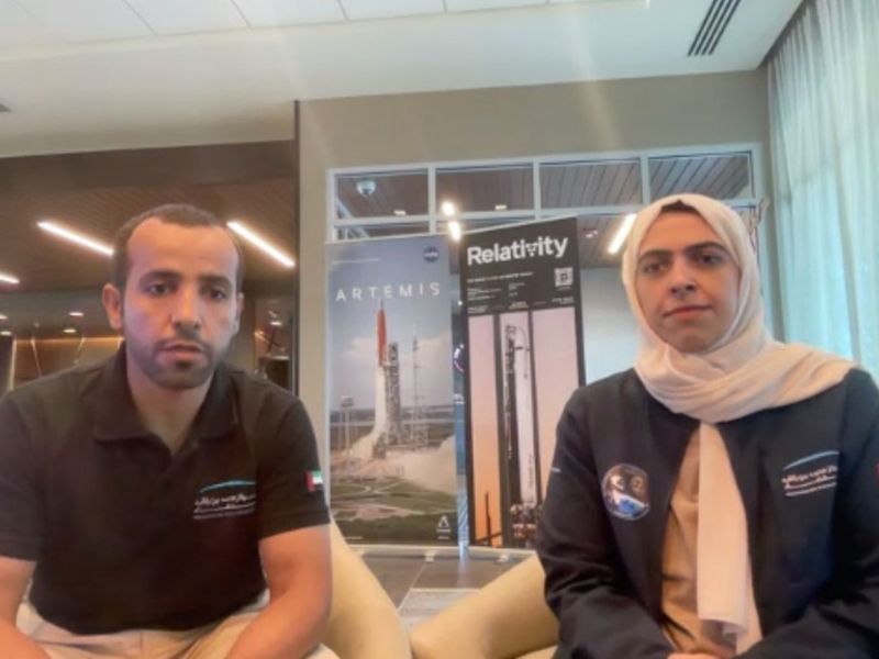 hazzaa al mansoori and Dr Hanan Al Suwaidi, flight surgeon, UAE Astronaut Programme at MBRSC,