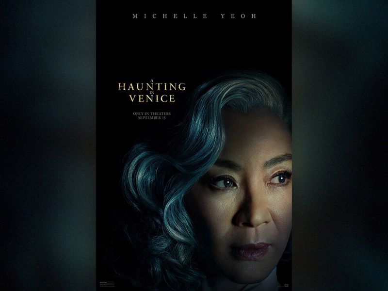 Oscar winning actress Michelle Yeoh in a poster for 'A Haunting in Venice'.