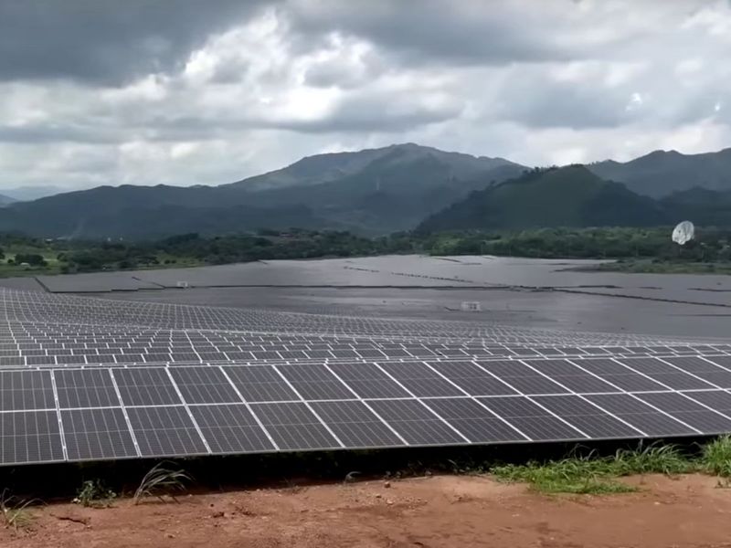 A solar power farm in Rizal province, near Manila, Philippines. 