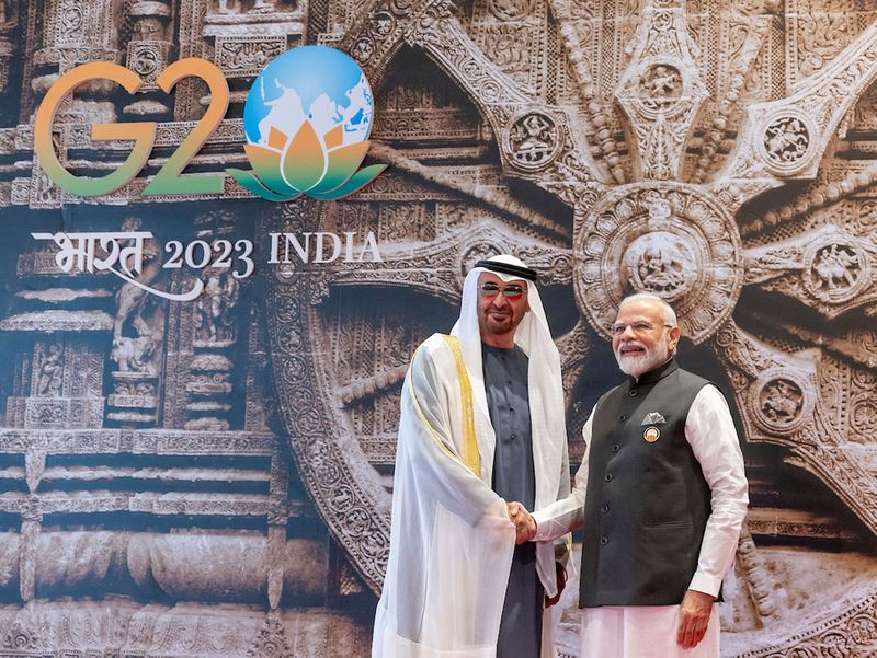 Sheikh Mohamed bin Zayed in India with Modi for G20 2023