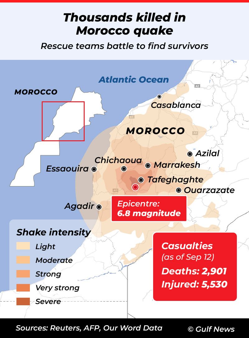 Morocco map quake