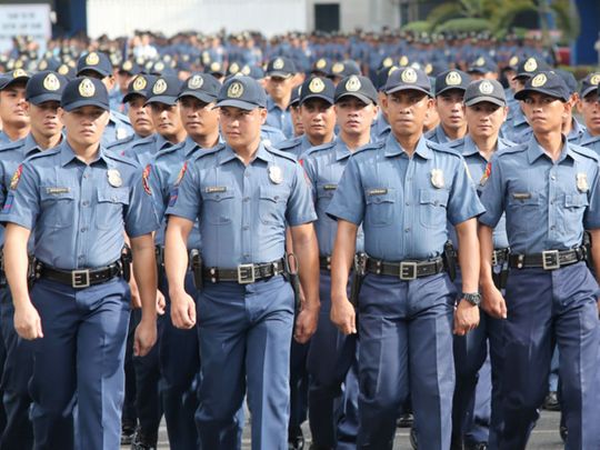 Philippine National Police officers during a parade