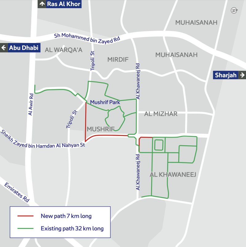 RTA cycling track extension map