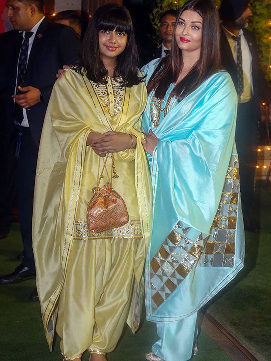  Bollywood actress Aishwarya Rai Bachchan with her daughter Aaradhya Bachchan attend Ganesh Chaturthi celebrations, at Reliance Industries chairman Mukesh Ambani residence 'Antilia' in Mumbai on Tuesday