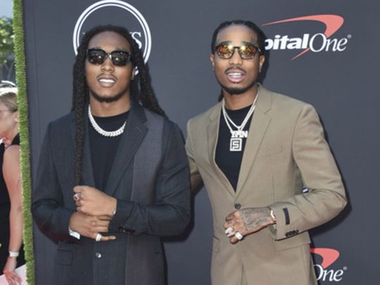 Rappers Takeoff and Quavo, of the band Migos.