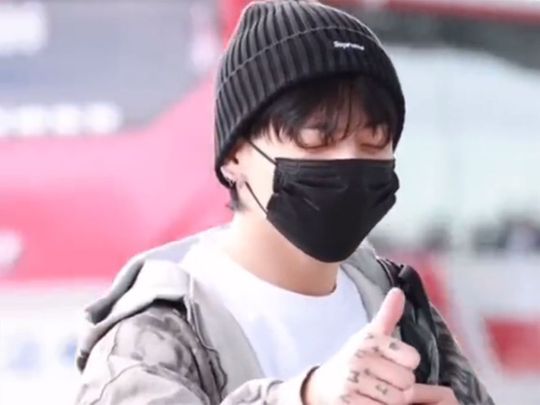 Jungkook spotted looking sleepy at Incheon airport
