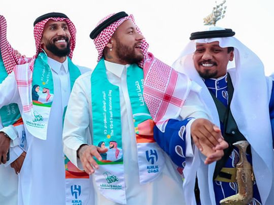Watch: Al Hilal player Neymar performs traditional Saudi dance 'Ardha', joins National Day celebrations 