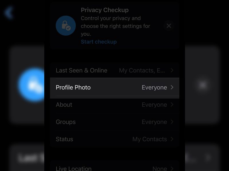 Whatsapp privacy profile photo