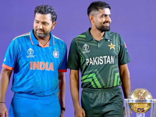 India’s captain Rohit Sharma (left) and his Pakistani counterpart Babar Azam