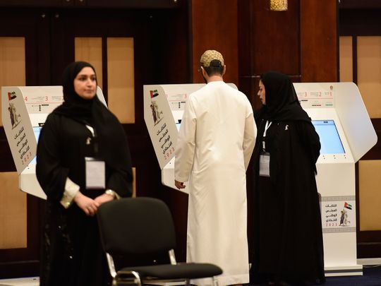 Voters at Dubai World Trade Centre for 2023 FNC elections 