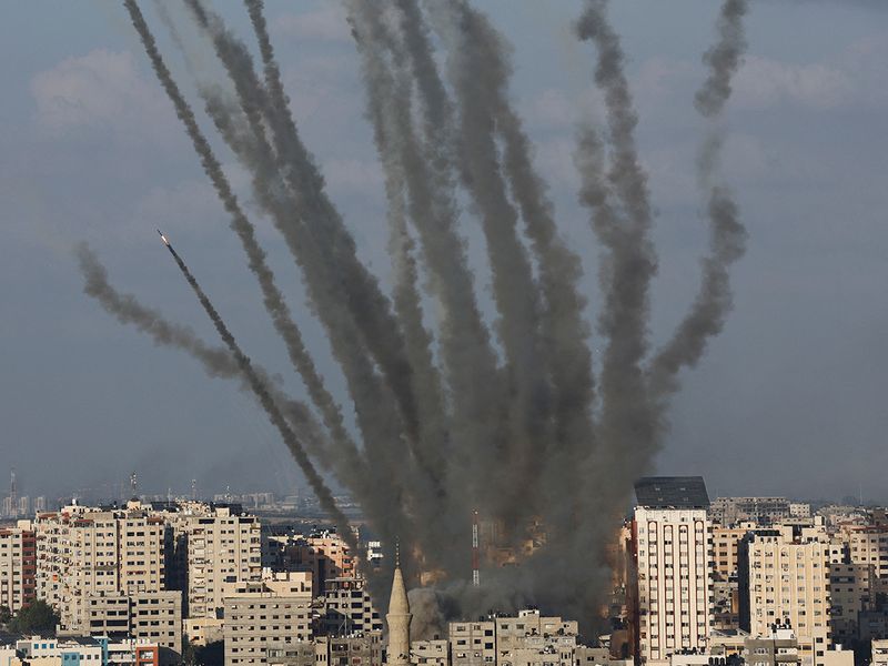 Israel's Iron Dome anti-missile system intercepts rockets launched from the Gaza