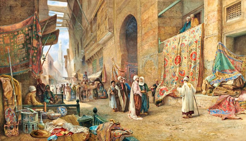 A Carpet Seller, Cairo by Charles Robertson(1844-1891) Wikimedia Commons-1697799330293