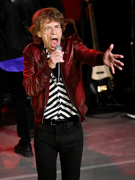 Mick Jagger of The Rolling Stones performs during a celebration for the release of their new album 
