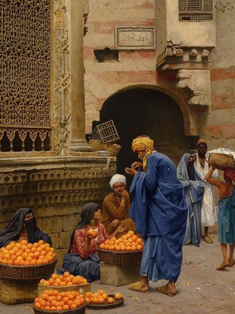 Screengrab, The Orange Seller by Ludwig Deutsch 1886, Private Collection, was sold by Christie's,auction closed 26Oct, 2005-1697799316719