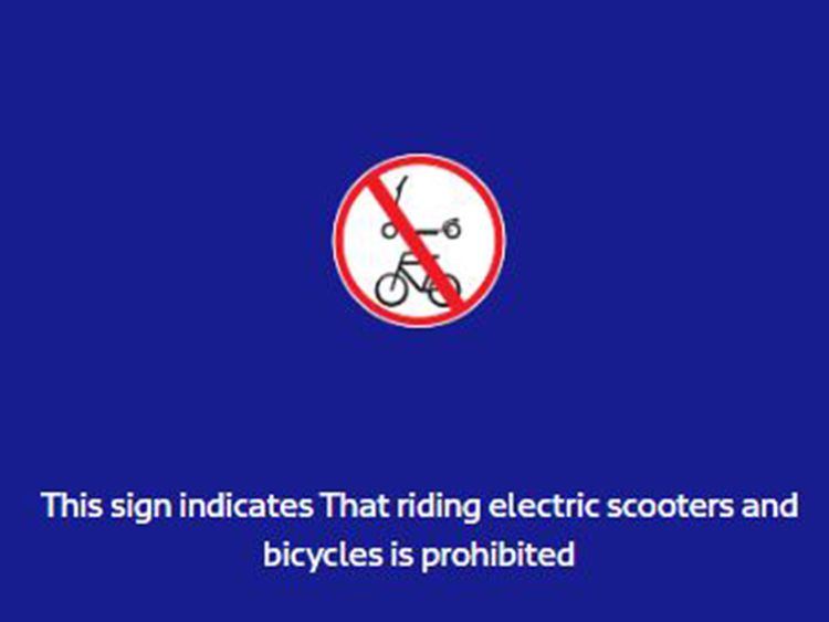 E-scooter traffic signs Dubai 