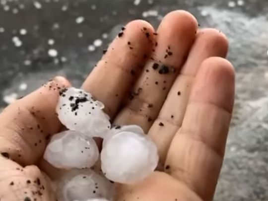 Heavy rain and hail in parts of UAE.