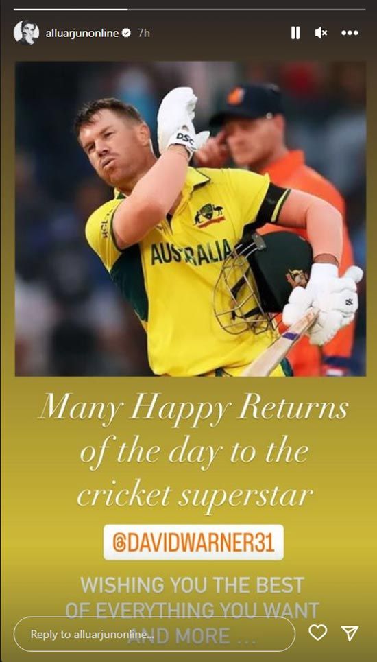 Allu Arjun shares special birthday wish for 'Cricket Superstar' David Warner 