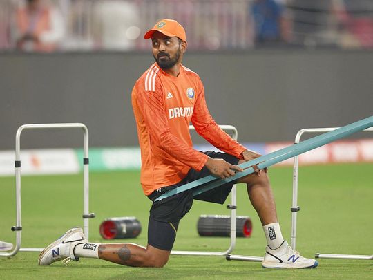 India's KL Rahul during a practice session 