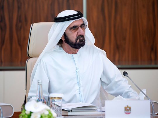 His Highness Sheikh Mohammed bin Rashid Al Maktoum, Vice President and Prime Minister of the UAE and Ruler of Dubai, chairing the Cabinet meeting on Monday