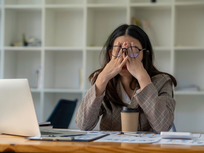 Woman tired in office