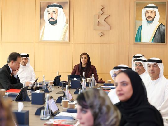 Sheikha Bodour bint Sultan Al Qasimi (centre), Chairperson of the SBA, presiding over the meeting