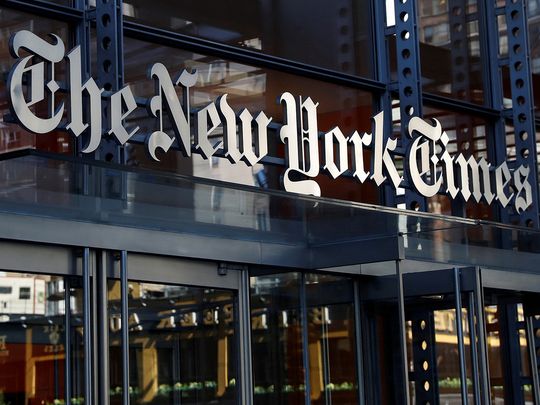 The New York Times building is seen in Manhattan, New York. 
