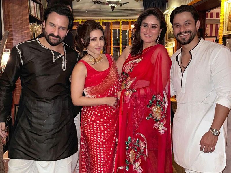 From left Saif Ali Khan, Soha Ali Khan , Kareena Kapoor and Kunal Khemu 