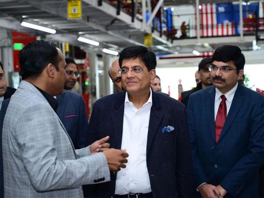 Commerce and Industry Minister Piyush Goyal visited the manufacturing facility of US-based electric vehicle major Tesla at Fremont, California, 