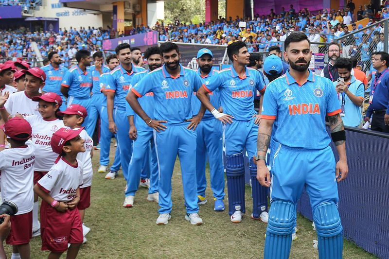  India's Virat Kohli along with teammates prior to the toss for the semi-final match against New Zealand in the ICC Men's Cricket World Cup 2023, at Wankhede Stadium in Mumbai on Wednesday.