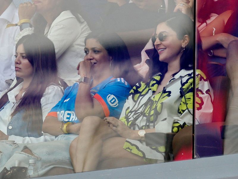 Bollywood actress and wife of India's Virat Kohli, Anushka Sharma is pictured in the stands during the match REUTERS/Adnan Abidi