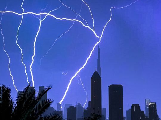 Heavy rain, thunder, and lightning in Dubai on Friday.