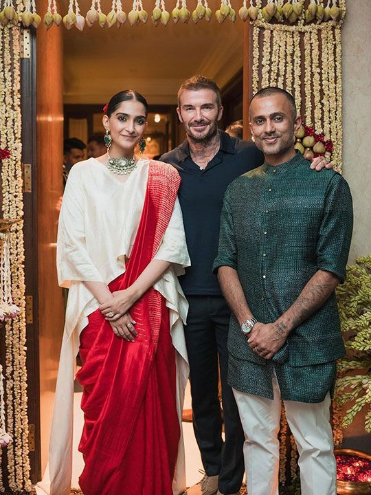 Sonam Kapoor, David Beckham and Anand Ahuja 
