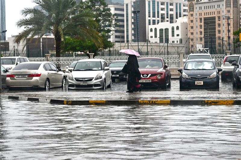 Water logging in some parts of Dubai because of heavy rains.