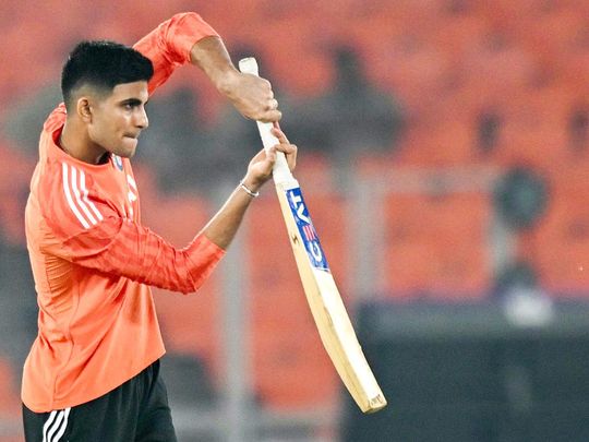 India's Shubman Gill attends a practice session