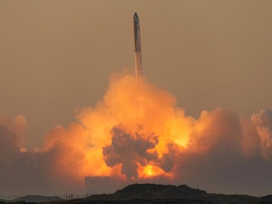 SpaceX's mega rocket Starship launches for a test flight from Starbase in Boca Chica, Texas, on Saturday, November 18, 2023. 
