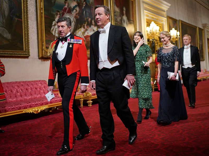 Britain's Foreign Secretary David Cameron arrives for a State Banquet at Buckingham Palace 