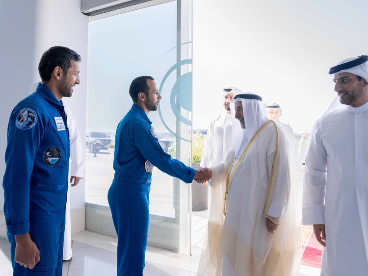 Dr Sheikh Sultan meets UAE astronauts