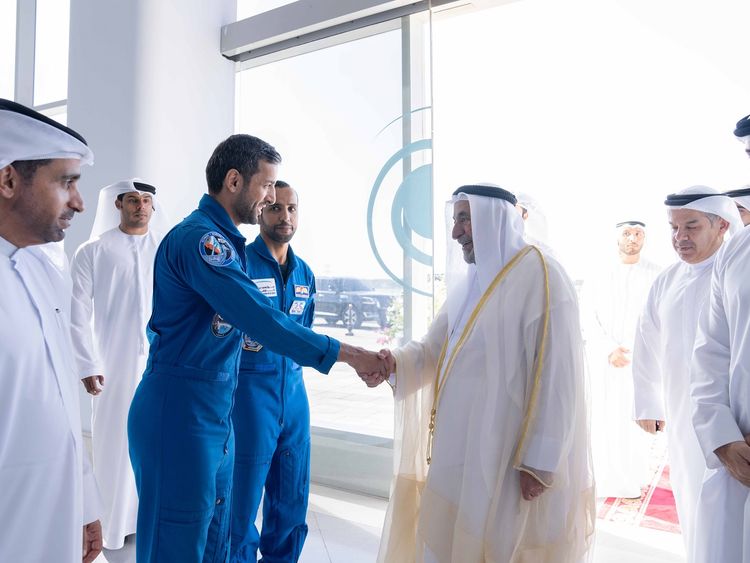 Dr Sheikh Sultan meets UAE astronauts
