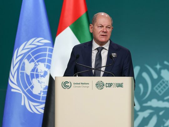 German Chancellor Olaf Scholz at COP28 in Dubai