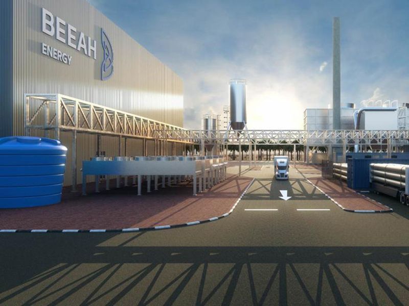 Beeah the water-to-hydrogen plant in Sharjah artist impression of
