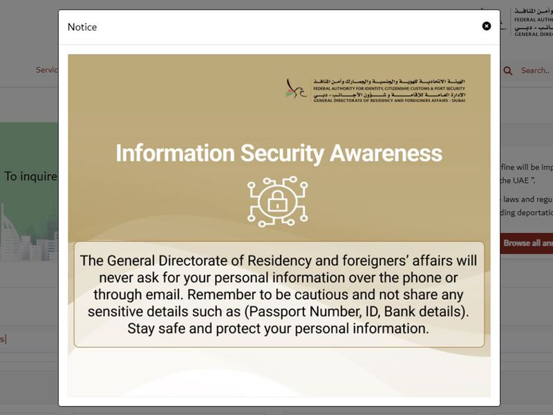 Security message from GDRFA-Dubai