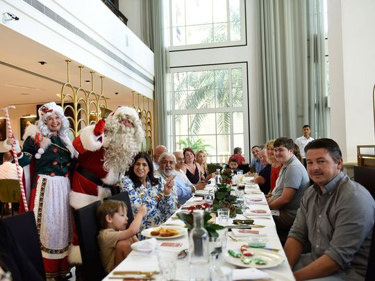 Santa Claus and Mrs Claus with diners at Mina’s Kitchen, at the Westin Dubai Mina Seyahi, on Sunday