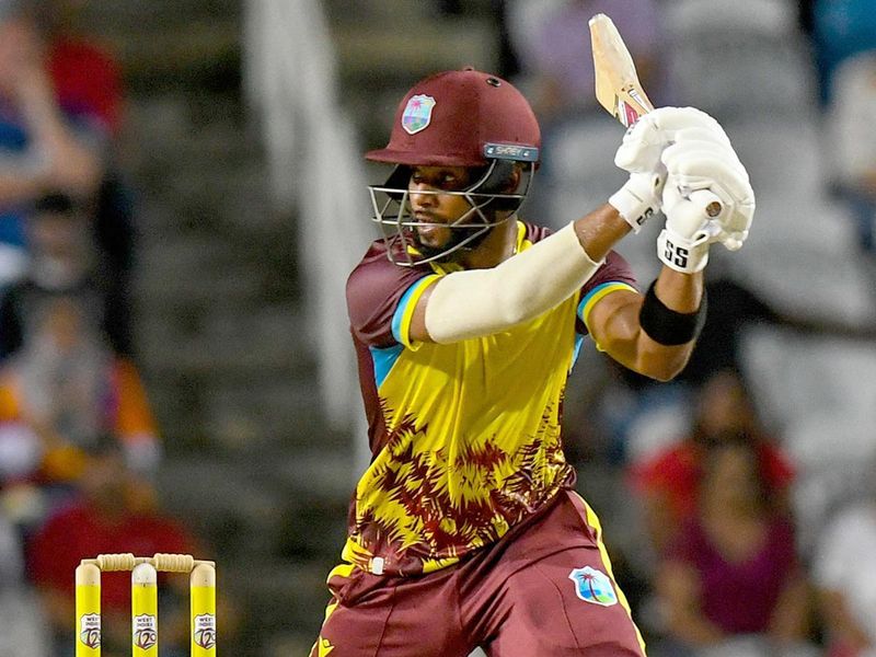 Shai Hope of West Indies plays a shot