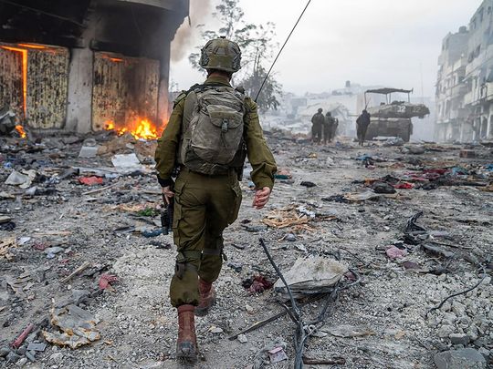 A soldier operating in the Gaza Strip, amid continuing battles between Israel and the Palestinian militant group Hamas. 