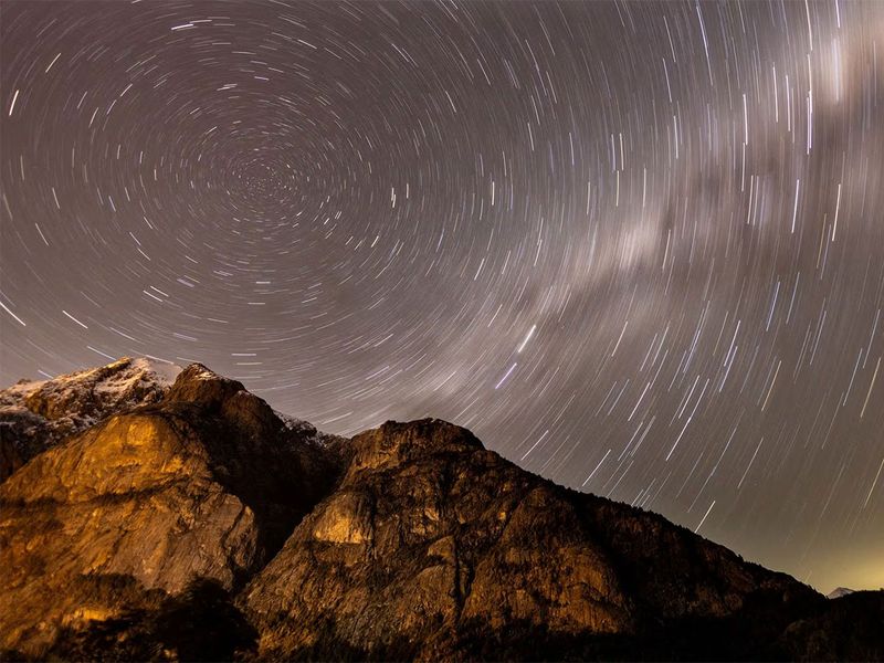 A long exposure shows star trails behind Lopez Mountain during the annual Perseid meteor shower period near the town of Bariloche, Argentina, August 11.