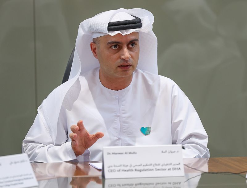 Dr Marwan Al Mulla, CEO of Health Regulation Sector at DHA  during the press conference to announce the first successful liver transplant in Dubai on Wednesday. Photo: Virendra Saklani/Gulf News