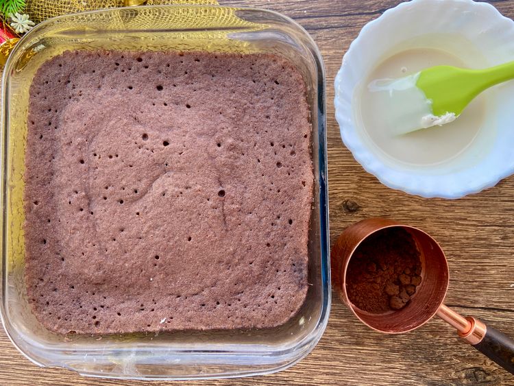 Crumble warm cake or brownie. Add cocoa powder, melted chocolate, and milk. Mix until it resembles cake pop dough and holds its shape.