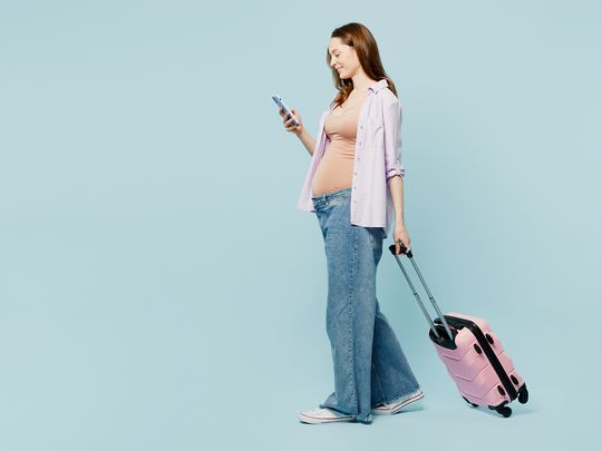 Pregnant woman travelling